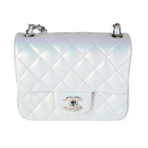 Chanel Light Blue Iridescent Quilted Calfskin Square Mini Classic Flap Bag